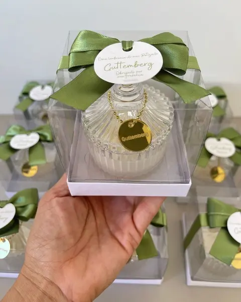 Vela Batizado Laço Verde — Presente e Lembrancinhas de Casamento personalizado em Campo Grande MS