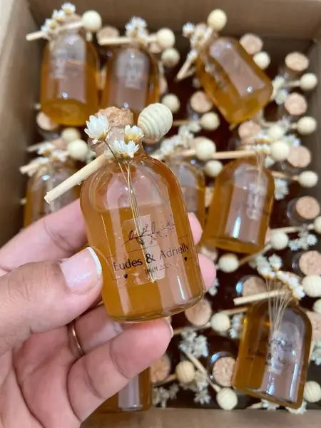 Potinho Mel com Flores Secas — Presente e Lembrancinhas de Casamento personalizado em Campo Grande MS
