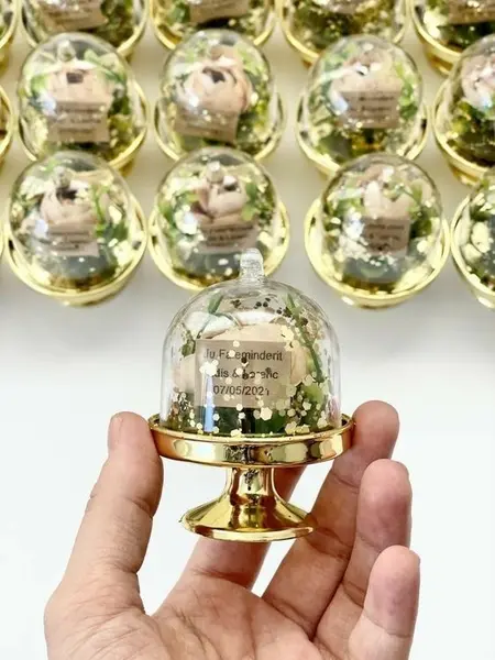 Mini Redoma Dourada Flores — Presente e Lembrancinhas de Casamento personalizado em Campo Grande MS